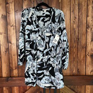 NWT Billabong Just Like You Dress Floral  Mini Shift Black White Pink S